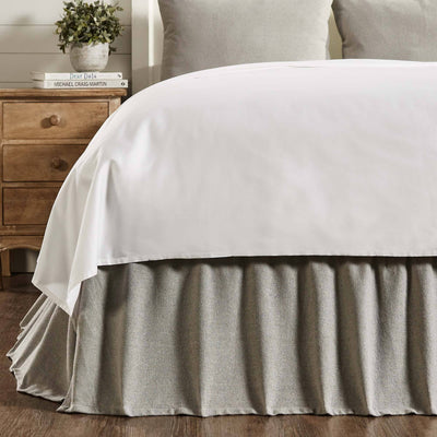 Burlap Dove Grey Ruffled Bed Skirt - Primitive Star Quilt Shop