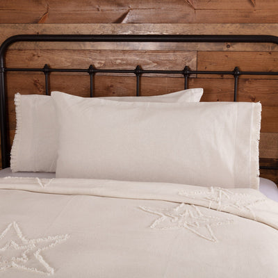 Burlap Antique White Ruffled King Pillow Case - Set of 2 - Primitive Star Quilt Shop