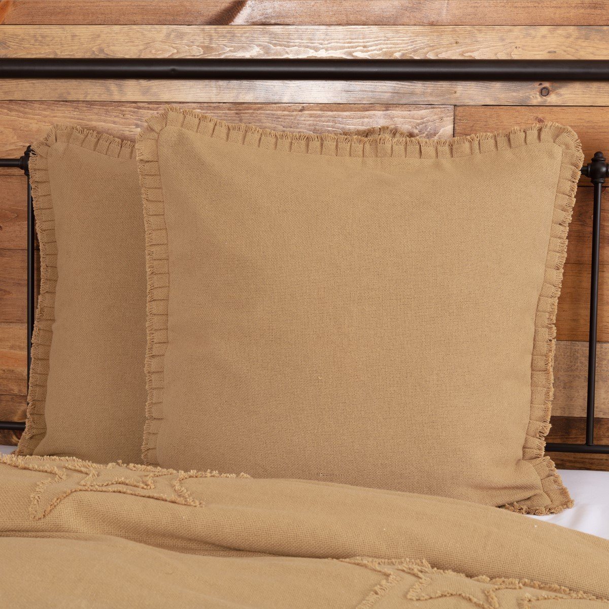 Burlap Natural Ruffled Euro Sham 26x26"