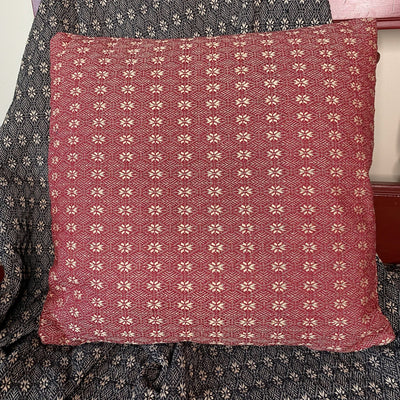 Packsville Rose Cranberry and Linen Woven Pillow 20" Filled - Primitive Star Quilt Shop