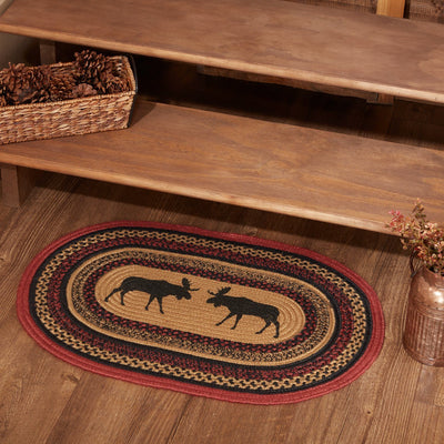 Cumberland Moose Oval Braided Rug 20x30" - Primitive Star Quilt Shop