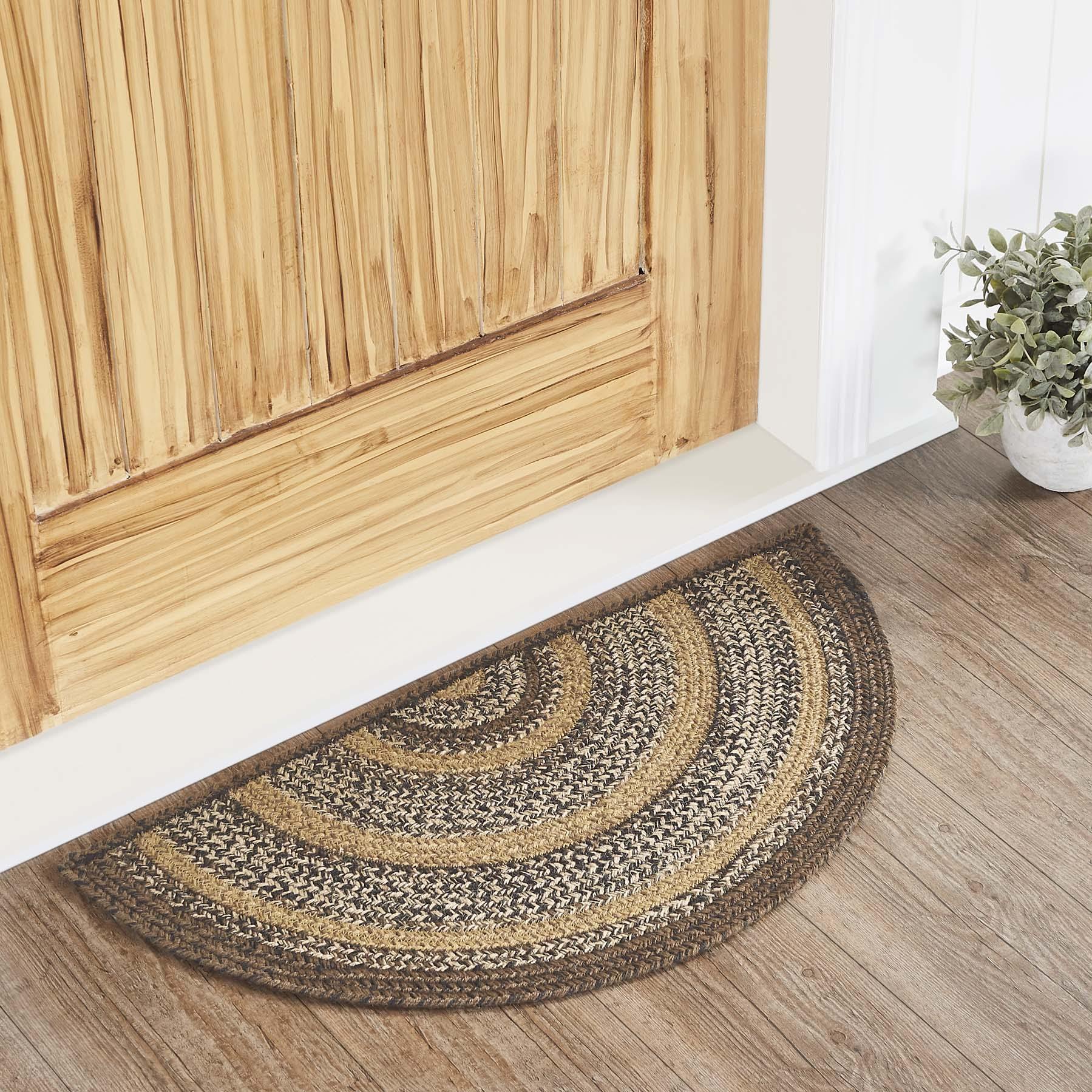 Espresso Half Circle Braided Rug 16.5x33" with Pad Default