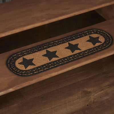 Farmhouse Star Stencil Star Oval Braided Stair Tread Latex Backed 8.5x27" - Primitive Star Quilt Shop