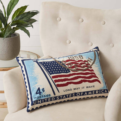 Flag Stamp Pillow 14x22" - Primitive Star Quilt Shop