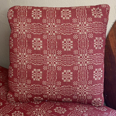 Gettysburg Cranberry and Tan Woven Pillow 16" Filled - Primitive Star Quilt Shop