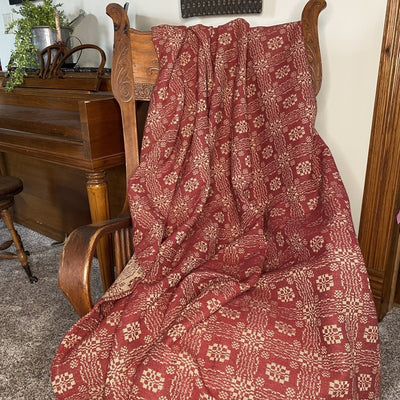 Gettysburg Cranberry and Tan Woven Throw - Primitive Star Quilt Shop