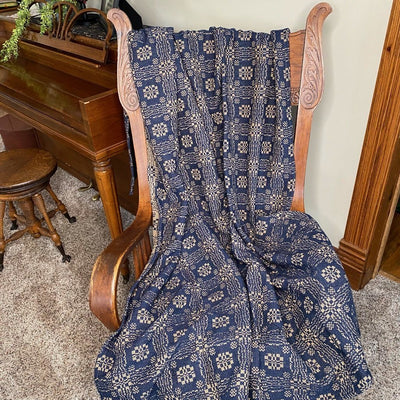 Gettysburg Navy and Tan Woven Throw - Primitive Star Quilt Shop