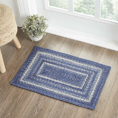 Great Falls Blue Rectangle Braided Rug 20x30" - with Pad - Primitive Star Quilt Shop
