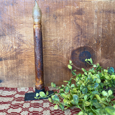 Grungy Battery Timer Taper Candle - Mustard 9" - Primitive Star Quilt Shop