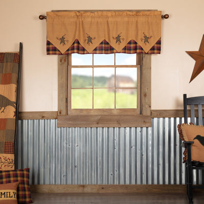 Heritage Farms Primitive Star and Pip Layered Lined Valance 60" - Primitive Star Quilt Shop