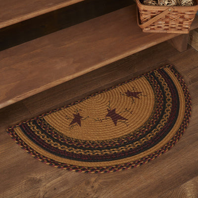 Heritage Farms Star and Pip Half Circle Braided Rug 16.5x33" - Primitive Star Quilt Shop