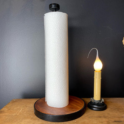 Metal Paper Towel Holder with Wooden Base - Primitive Star Quilt Shop