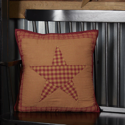 Ninepatch Star Quilted Pillow 16" Filled - Primitive Star Quilt Shop