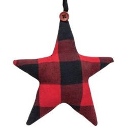 Red Buffalo Check Fabric Star Ornament - Primitive Star Quilt Shop