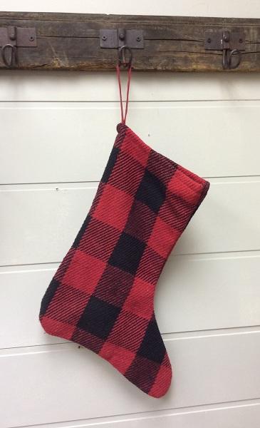 Red and Black Buffalo Check Woven Stocking 15" - Primitive Star Quilt Shop