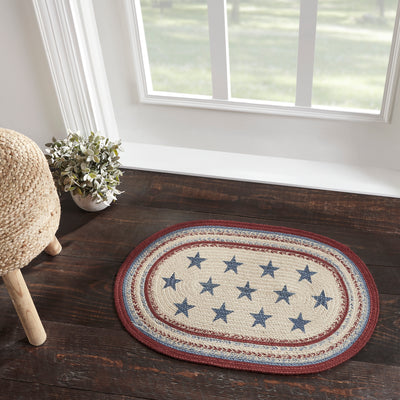 Celebration Oval Braided Rug 20x30" - with Pad - Primitive Star Quilt Shop