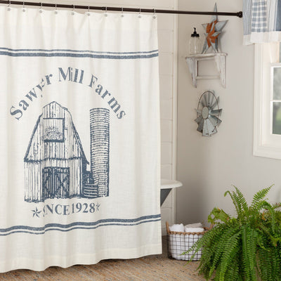 Sawyer Mill Blue Barn Shower Curtain - Primitive Star Quilt Shop