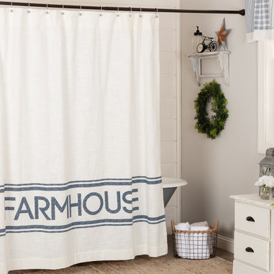 Sawyer Mill Blue Farmhouse Shower Curtain - Primitive Star Quilt Shop