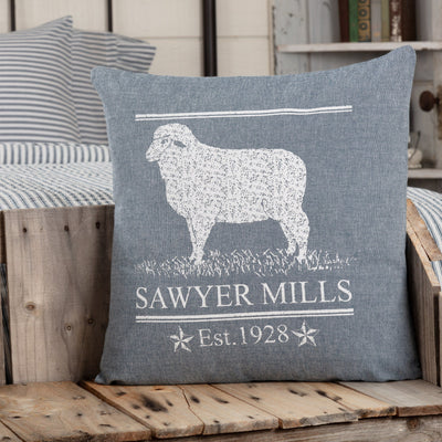 Sawyer Mill Blue Lamb Pillow 18" Filled - Primitive Star Quilt Shop