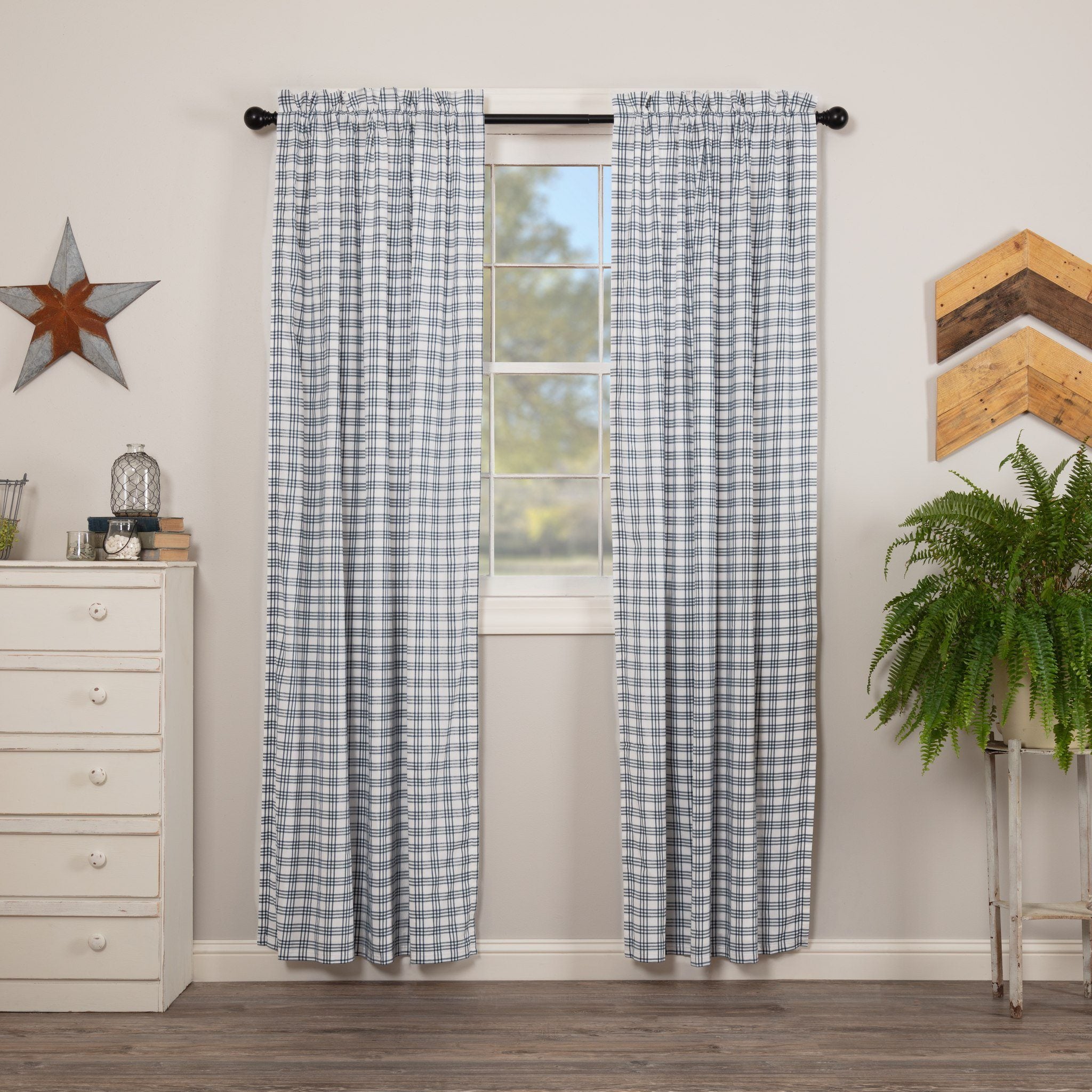 Sawyer Mill Blue Plaid Lined Panel Curtains 84