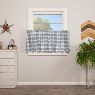Sawyer Mill Blue Plaid Lined Tier Curtains 24" - Primitive Star Quilt Shop