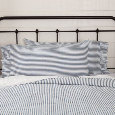 Sawyer Mill Blue Ticking Stripe King Pillow Case - Set of 2 - Primitive Star Quilt Shop