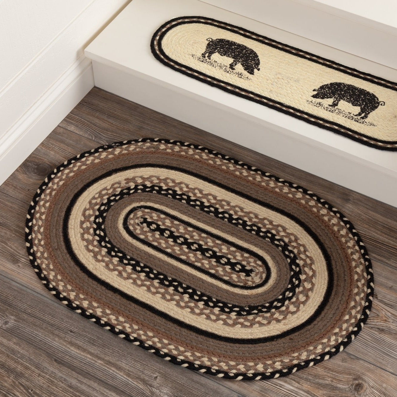 Sawyer Mill Charcoal Oval Braided Rug 20x30