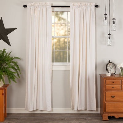 Simple Life Flax Antique White Lined Panel Curtains 84" - Primitive Star Quilt Shop