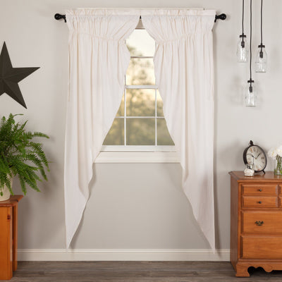 Simple Life Flax Antique White Lined Long Prairie Curtains 84" - Primitive Star Quilt Shop