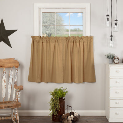 Simple Life Flax Khaki Tier Curtains 36" - Primitive Star Quilt Shop