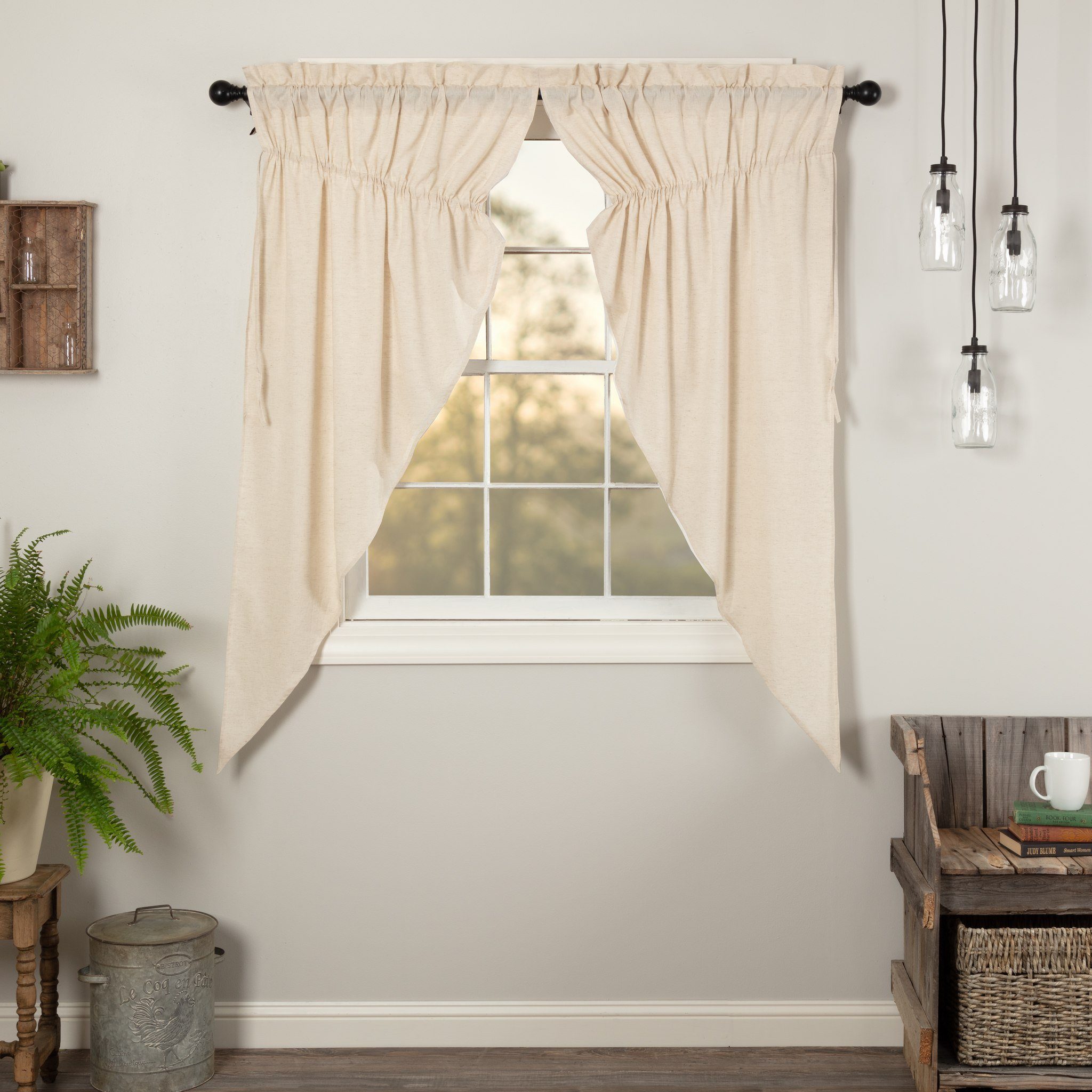 Simple Life Flax Natural Prairie Curtains 63"