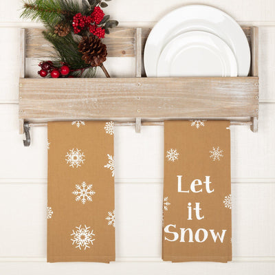 Snowflake Burlap Let It Snow Tea Towel - Set of 2 - Primitive Star Quilt Shop