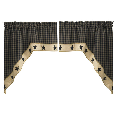 Sturbridge Black Star Lined Swag Curtains - Primitive Star Quilt Shop