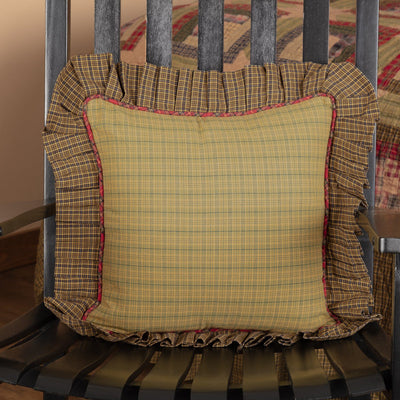Tea Cabin Ruffled Fabric Pillow 16" Filled - Primitive Star Quilt Shop