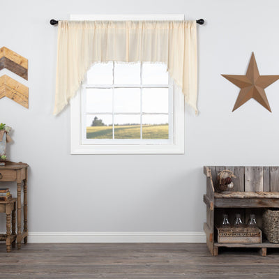 Natural Fringed Tobacco Cloth Swag Curtains - Primitive Star Quilt Shop