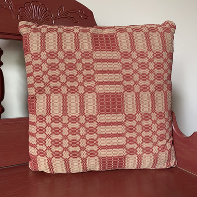Westbury Cranberry and Tan Woven Pillow 20" Filled - Primitive Star Quilt Shop