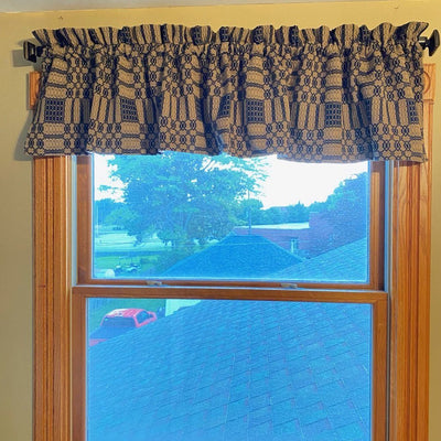 Westbury Navy and Tan Woven Lined Valance 72" - Primitive Star Quilt Shop