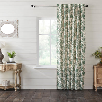 Dorset Green Floral Lined Single Panel Curtain 96" - Primitive Star Quilt Shop