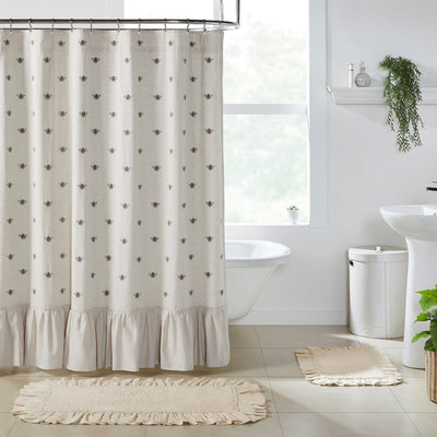 Embroidered Bee Shower Curtain - Primitive Star Quilt Shop