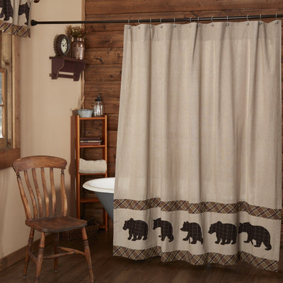 Wyatt Bear Shower Curtain - Primitive Star Quilt Shop