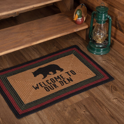 Wyatt Bear "Welcome to Our Den" Rectangle Braided Rug 20x30" Default - Primitive Star Quilt Shop