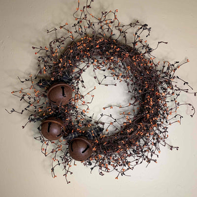 20" Grapevine Wreath with Rusty Bells - Primitive Star Quilt Shop