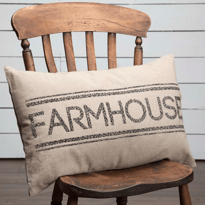 Sawyer Mill Charcoal Farmhouse Pillow 14x22" Filled - Primitive Star Quilt Shop