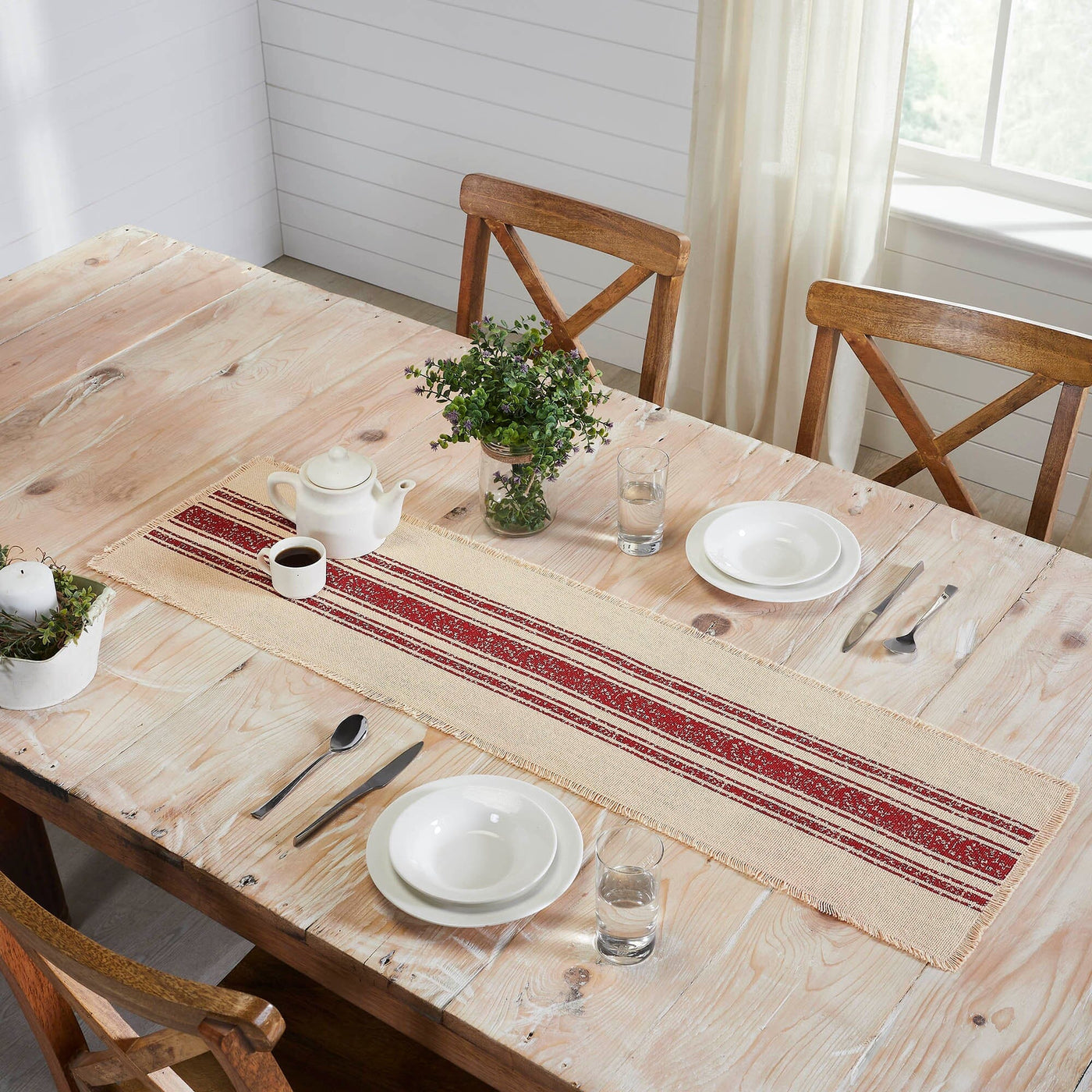 Burlap Red Stripe Kitchen