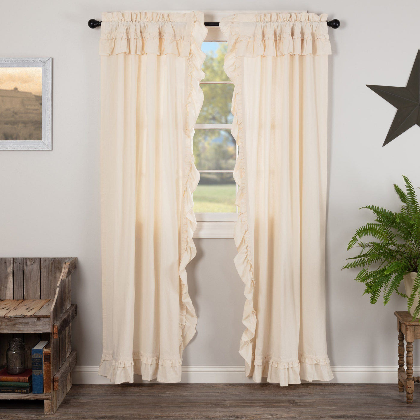 Muslin Ruffled Natural Curtains