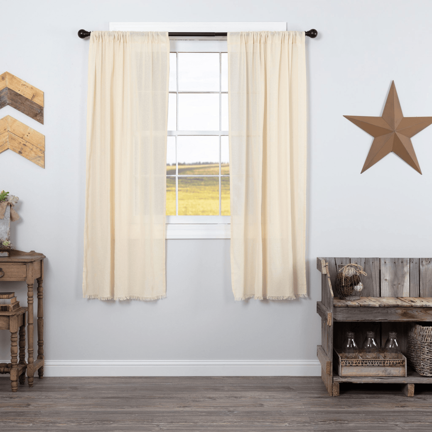 Natural Fringed Tobacco Cloth Curtains