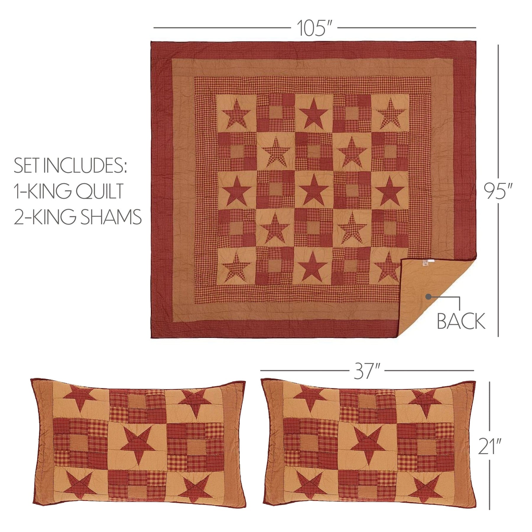 VHC Brands Ninepatch Star - Decoración Acolchada A Mano