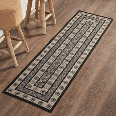 Custom House Black Indoor/Outdoor Rectangle Rug 22x78" Runner - Primitive Star Quilt Shop