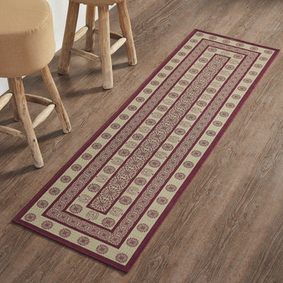 Custom House Burgundy Indoor/Outdoor Rectangle Rug 22x78" Runner - Primitive Star Quilt Shop