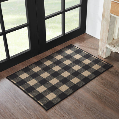 Black Check Indoor/Outdoor Rectangle Rug 24x36" - Primitive Star Quilt Shop